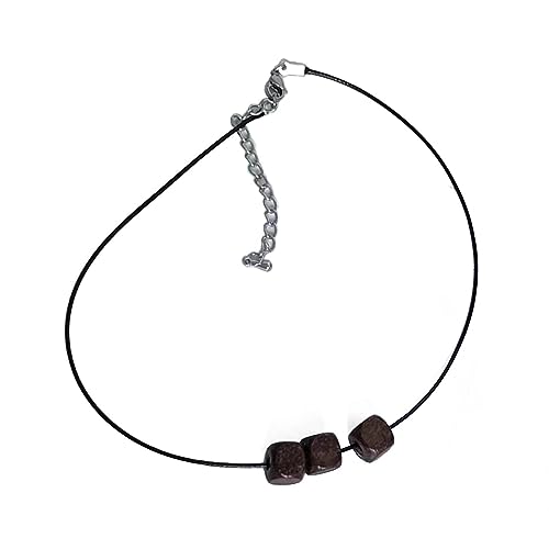 NONGYU Hip Hop Coole Schlüsselbein-3D-Holzperlen-Halskette für Männer und Frauen, PU-Seil, Choker, koreanischer Modeschmuck, Ornament von NONGYU