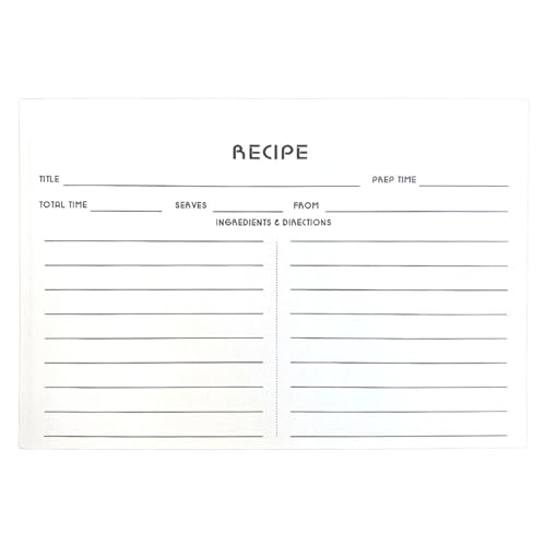 NONGYU Rezeptkarten, 15,2 x 10,2 cm, blanko, doppelseitig, mit Linien, für Küche, Kochen, Restaurants, Cafés, Abendessen, 50 Stück von NONGYU