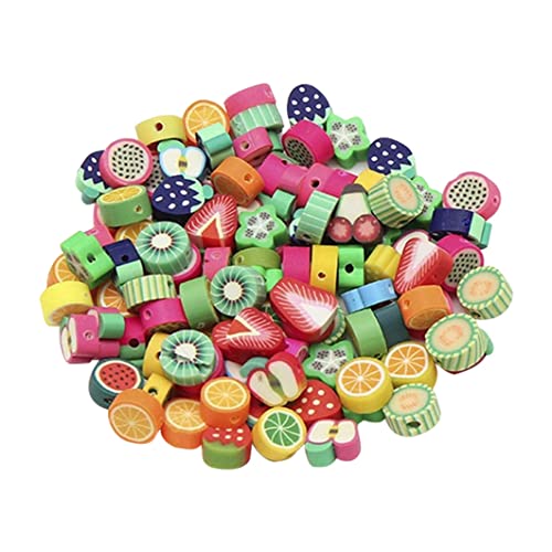 NOPEILVI 50 Stücke Obst Spacer Perlen Lehm Fruit Geschnittene Perlen Kleine DIY Schmuck Herstellung Perlen Obst Spacer Perlen Weiche Lehm Handwerkbar Gemischte Farbe Für DIY Schmuck Armband von NOPEILVI