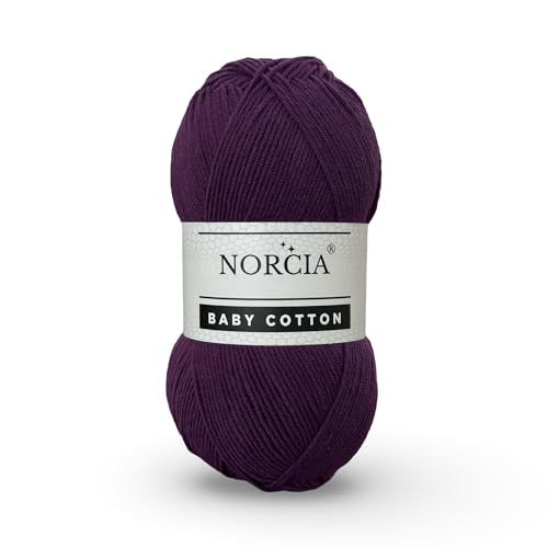 Norcia Baby-Baumwolle, 55 % Baumwolle, 45 % Acryl, fein/Sport (2) zum Häkeln und Stricken, weiches Amigurumi-Garn, 100 g von NORCIA