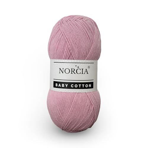 Norcia Baby-Baumwolle, 55 % Baumwolle, 45 % Acryl, fein/Sport (2) zum Häkeln und Stricken, weiches Amigurumi-Garn, 100 g von NORCIA