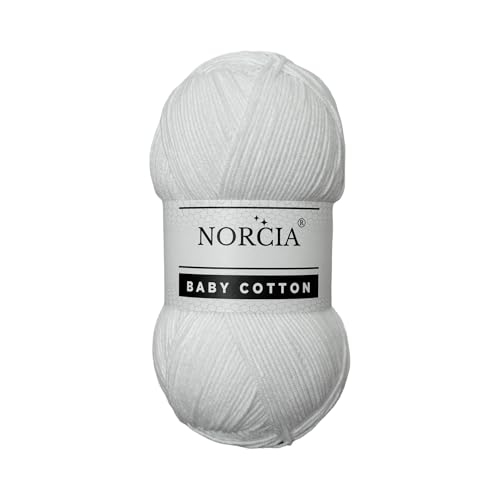 Norcia Baby-Baumwolle, 55 % Baumwolle, 45 % Acryl, fein/Sport (2) zum Häkeln und Stricken, weiches Amigurumi-Garn, 100 g von NORCIA