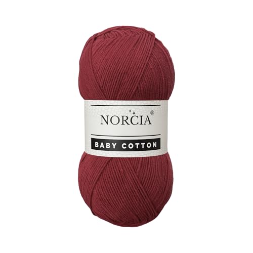 Norcia Baby-Baumwolle, 55 % Baumwolle, 45 % Acryl, fein/Sport (2) zum Häkeln und Stricken, weiches Amigurumi-Garn, 100 g von NORCIA