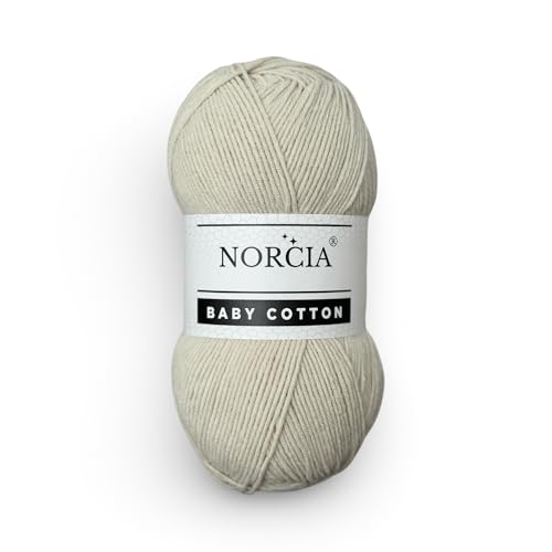 Norcia Baby-Baumwolle, 55 % Baumwolle, 45 % Acryl, fein/Sport (2) zum Häkeln und Stricken, weiches Amigurumi-Garn, 100 g von NORCIA