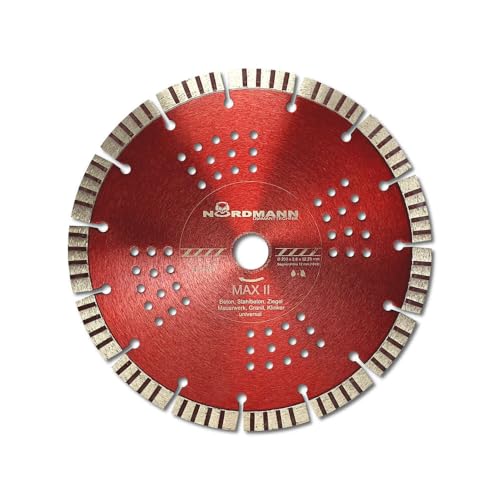 NORDMANN DIAMANTTECHNIK Diamant Trennscheibe MAX-2 Turbo 115 x 22,23 mm, Diamantscheibe für Granit, Beton, Stahlbeton, Klinker und Ziegel von NORDMANN DIAMANTTECHNIK