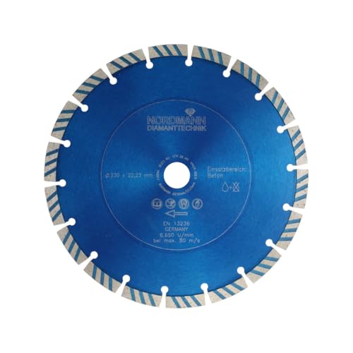 NORDMANN DIAMANTTECHNIK Diamant Trennscheibe N-10 230 x 22,23 mm, Diamantscheibe für Beton, Stahlbeton, Klinker & Ziegel, ideal für alle Arten von Beton, auch mit Armierung von NORDMANN DIAMANTTECHNIK