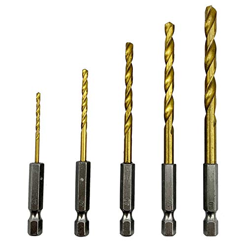 NORTOOLS 5 PCS HSS Roll Forged Titanium Twist Drill Bit Set With Hex Shank 2 3 4 5 6mm von NORTOOLS