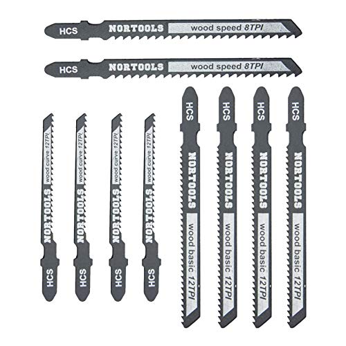 T-Shank HCS Stichsägeblatt-Set, Holzbearbeitung niedlicher schnell und sauber für Modelle Bosch DEWALT Makita usw. 10 Stück von NORTOOLS