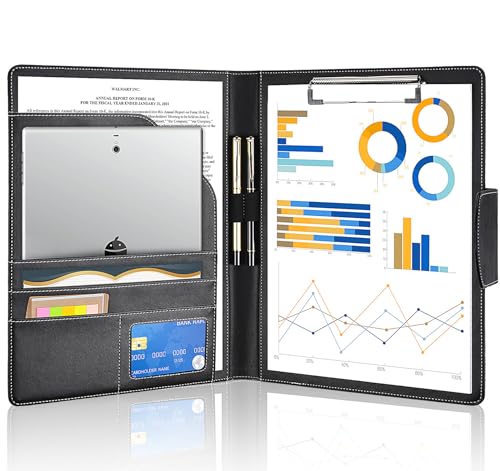 NOTEZMATE Klemmbrett-Mappe, DIN A4, Leder-Padfolio-Klemmbrett, Magnetverschluss, Business-Klemmbrett mit Abdeckung, professionell mit 2 Stiften, A4-Papier für Vorstellungsgespräche, Lebenslauf, Büro, von NOTEZMATE