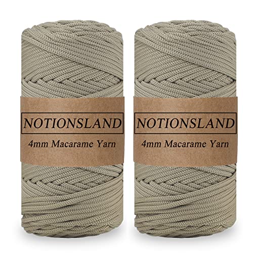 NOTIONSLAND 2-teilige 4MM Polyester Garn, Makrame Garn, Polyester geflochtene Schnur, Polyester Garn für Häkelkorb, Taschen, DIY Handwerk, Dunkelbraun Farbe von NOTIONSLAND