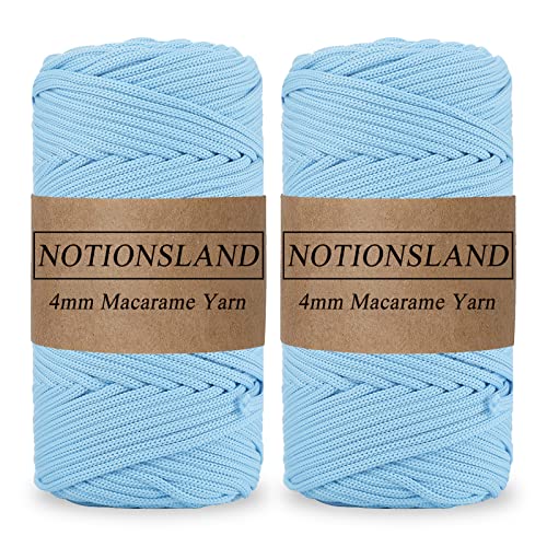 NOTIONSLAND 2-teilige 4MM Polyester Garn, Makrame Garn, Polyester geflochtene Schnur, Polyester Garn für Häkelkorb, Taschen, DIY Handwerk, Hellblau grüne Farbe von NOTIONSLAND