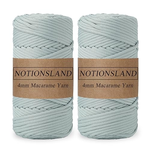 NOTIONSLAND 2-teilige 4MM Polyester Garn, Makrame Garn, Polyester geflochtene Schnur, Polyester Garn für Häkelkorb, Taschen, DIY Handwerk, Hellgrau Farbe von NOTIONSLAND