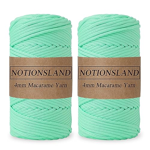 NOTIONSLAND 2-teilige 4MM Polyester Garn, Makrame Garn, Polyester geflochtene Schnur, Polyester Garn für Häkelkorb, Taschen, DIY Handwerk, Schwarz grüne Farbe von NOTIONSLAND