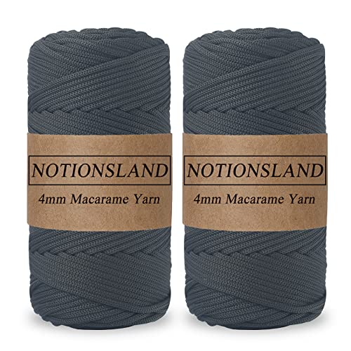 NOTIONSLAND 2-teilige 4MM Polyester Garn, Makrame Garn, Polyester geflochtene Schnur, Polyester Garn für Häkelkorb, Taschen, DIY Handwerk, Schwarz grüne Farbe von NOTIONSLAND