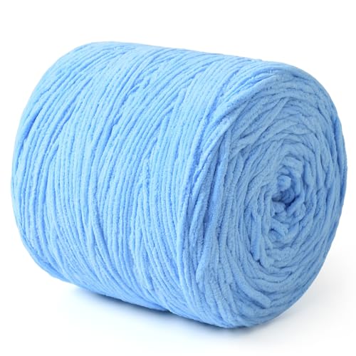 NOTIONSLAND Chunky Chenille Garn zum Stricken/Häkeln (Hellblau, 800g) von NOTIONSLAND