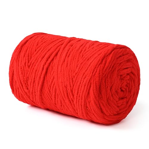 NOTIONSLAND Chunky Chenille Garn zum Stricken/Häkeln (Rot, 300g) von NOTIONSLAND