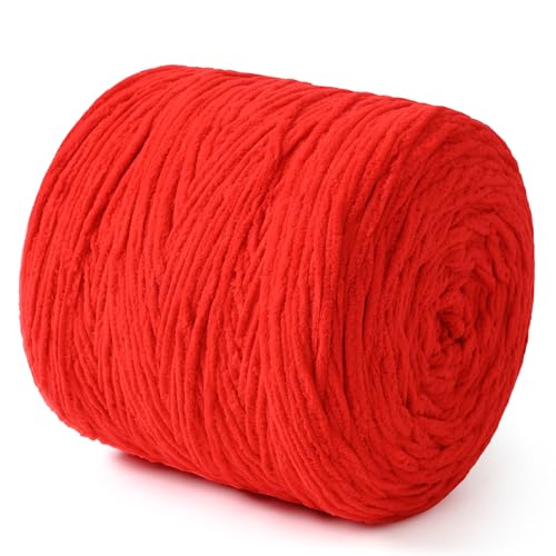 NOTIONSLAND Chunky Chenille Garn zum Stricken/Häkeln (Rot, 800g) von NOTIONSLAND