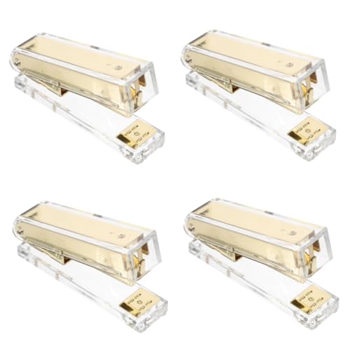 Stapler, Desk Supplies Handheld Acrylic Stapler Product Bulk Desk Books Manual Student Binding Machine Acrylic Office Hand Stapler Classroom Supplies Office Products Necessity(Goldenx4pcs) von NOURIS