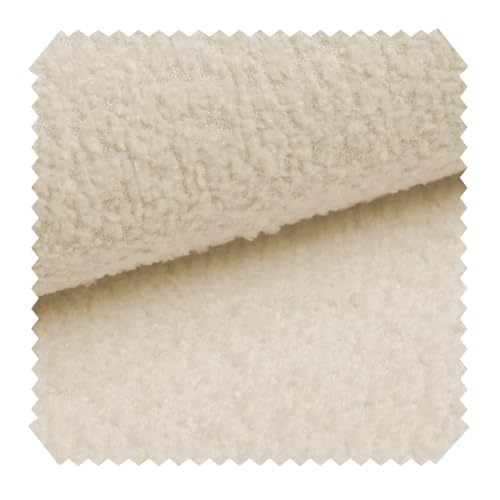 novely® ABEL Bouclé Polsterstoff | 1 lfm | Recycelter Stoff | Grob Flauschig | Schwer entzündbar | Knitterfrei Kuschelig Farbe: 03 Creme von NOVELY