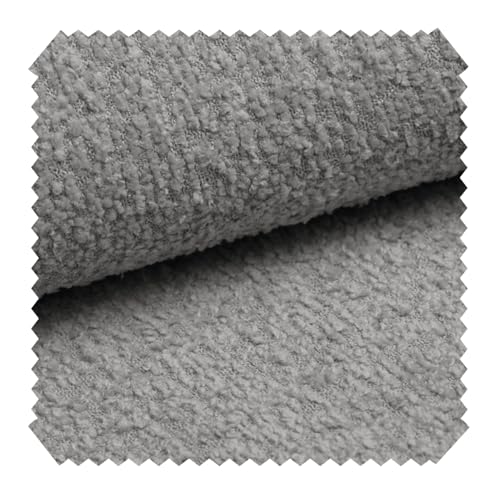 novely® ABEL Bouclé Polsterstoff | 1 lfm | Recycelter Stoff | Grob Flauschig | Schwer entzündbar | Knitterfrei Kuschelig Farbe: 07 Grau von NOVELY