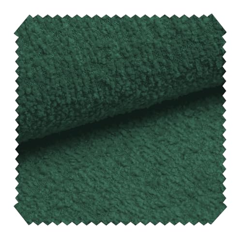 novely® ABEL Bouclé Polsterstoff | 1 lfm | Recycelter Stoff | Grob Flauschig | Schwer entzündbar | Knitterfrei Kuschelig Farbe: 09 Dunkelgrün von NOVELY