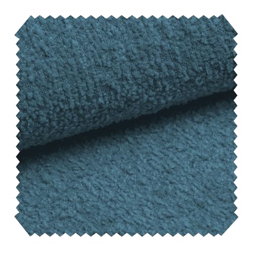 novely® ABEL Bouclé Polsterstoff | 1 lfm | Recycelter Stoff | Grob Flauschig | Schwer entzündbar | Knitterfrei Kuschelig Farbe: 13 Blau von NOVELY