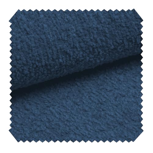 novely® ABEL Bouclé Polsterstoff | 1 lfm | Recycelter Stoff | Grob Flauschig | Schwer entzündbar | Knitterfrei Kuschelig Farbe: 14 Navy Dunkelblau von NOVELY