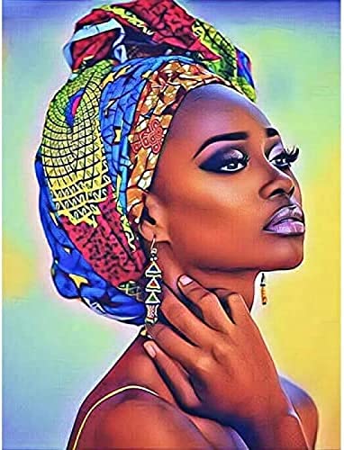 NPRZM 5D Diamant Full Malerei,Afrikanische Frau Diamond Painting Kreuzstich Strass Bohrer Kristall Kunst Handwerk Wanddekoration 30x40CM von NPRZM