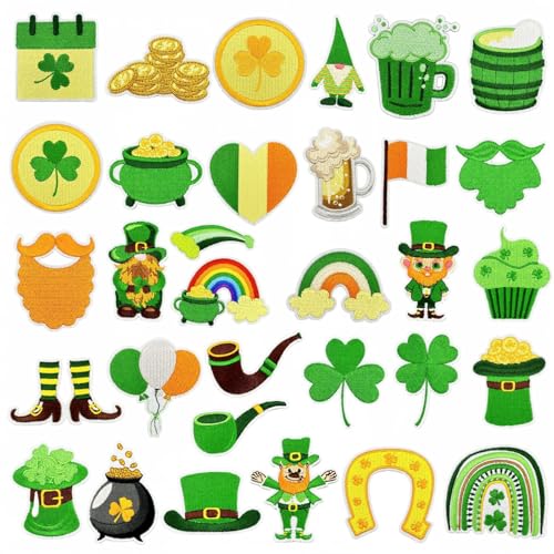 32pieces Patrick's Day Eisen Auf Gestickten Flecken Bestickte Applikationen Auf Flecken Für Kleidungsjacken Jacken Nähen von NPXUAMTJ