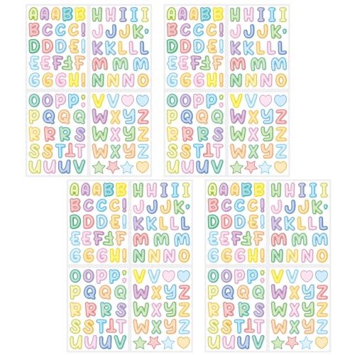 4 Blatt Cartoon Buchstaben Aufkleber Bunt Aufkleber Selbstklebende Buchstaben Aufkleber Für Geschenke Boxen Scrapbooking von NPXUAMTJ