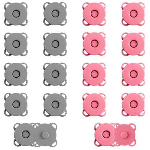 10 Sets Magnetknöpfe, 14mm Glatte Magnetdruckknöpfe für Taschen Galvanisierter Magnetdruckknopf für Kleidung Magnetdruckknopf für Geldbörsen Kleidung DIY-Bastelarbeiten (Rosa, Grau) von NQEUEPN