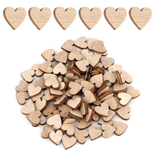 100 Stück Herzform aus Holz, Mini Holzherz Ornamente Unlackierte Holzherzen zum Basteln Holzherz Ausschnitt für Geburtstagsparty Hochzeit Weihnachtsdekoration von NQEUEPN