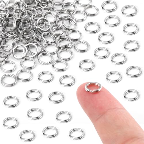 100 Stück Spaltringe, 8 mm O-Ring-Verbinder Schlüsselanhängerringe aus Edelstahl Spaltringe zur Schmuckherstellung Autoschlüssel aus Metall Basteln von NQEUEPN