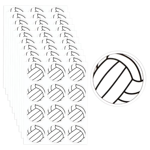 120 Stück 3 cm Volleyball Aufkleber für Scrapbooking, 10 Blatt Volleyball Aufkleber Selbstklebende Dekorative Siegelaufkleber Sport Volleyball Partygeschenke für Kinder, Wasserflaschen von NQEUEPN