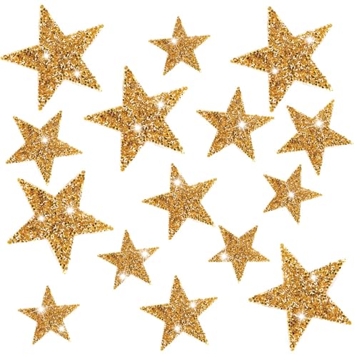 15 Stk Stern Patches, Aufbügel Stern Patches Glitzernd Stern Aufbügler Strass Aufbügler für Kleidung Taschen Hüte (Gold) von NQEUEPN