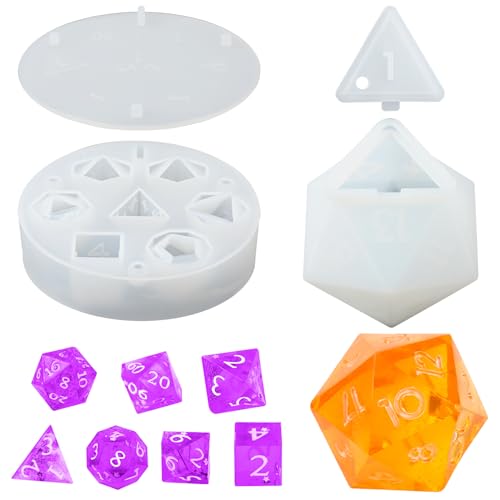 2 Stück Silikon Polyeder Würfel Schablone, Standard integrierte Polyeder Harz Würfel Schablone DND Würfel Schablonen für DIY Würfelherstellung Tischbrettspiel von NQEUEPN