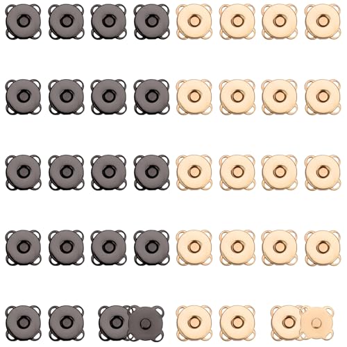 20 Sets Magnetknöpfe, 10mm Glatte Magnetische Druckknöpfe für Kleidung Pflaumenfarbener Magnetischer Druckknopf mit Starkem Magnetismus für Geldbörsen Näharbeiten (Dunkelgrau, Hellgold) von NQEUEPN