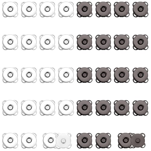 20 Sets Magnetknöpfe, 10mm Glatte Magnetische Druckknöpfe für Kleidung Pflaumenfarbener Magnetischer Druckknopf mit Starkem Magnetismus für Geldbörsen Näharbeiten (Dunkelgrau, Silber) von NQEUEPN