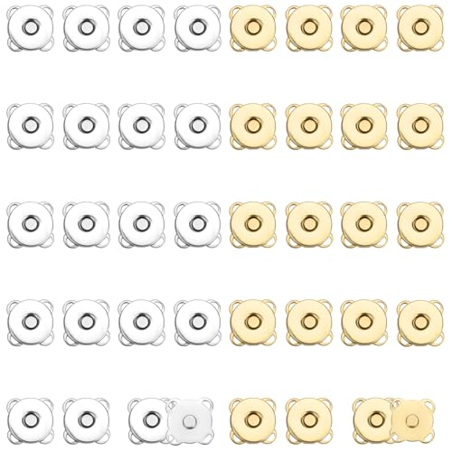 20 Sets Magnetknöpfe, 10mm Glatte Magnetische Druckknöpfe für Kleidung Pflaumenfarbener Magnetischer Druckknopf mit Starkem Magnetismus für Geldbörsen Näharbeiten (Silber, Goldimitat) von NQEUEPN