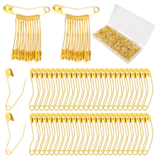 200st Gebogene Sicherheitsnadeln, 3,8cm Sicherheitsnadeln Nähen Quiltnadeln Gebogen Edelstahl Heftnadeln Zubehör zum Quilten Stricken Nähen Basteln (Gold) von NQEUEPN