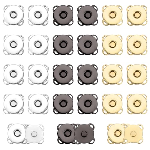 30 Sets 18mm Magnetische Druckknöpfe, Pflaumenblüte Magnetknöpfe Metall Verschluss Verschlüsse Verschluss für Kleidung Geldbörsen Taschen Leder Nähen Heimwerken Basteln von NQEUEPN