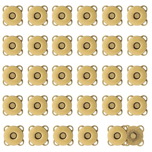 30 Sets Magnetische Druckknöpfe, 14mm Pflaume Magnetknöpfe Magnetische Verschlüsse Knöpfe für Geldbörsen Taschen Kleidung Handtaschen Leder DIY-Handwerk (Bronze) von NQEUEPN