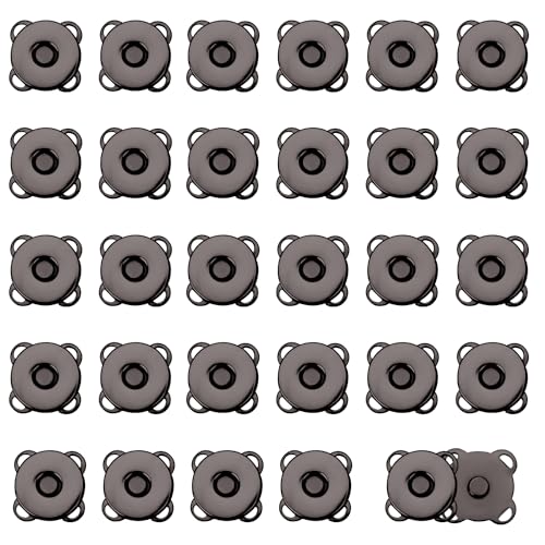 30 Sets Magnetische Druckknöpfe, 14mm Pflaume Magnetknöpfe Magnetische Verschlüsse Knöpfe für Geldbörsen Taschen Kleidung Handtaschen Leder DIY-Handwerk (Dunkelgrau) von NQEUEPN