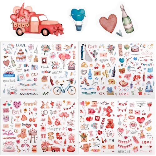 4 Bögen Hochzeitsaufkleber für Scrapbooking, Bunt Braut Aufkleber Wasserfest Selbstklebend Wedding Stickers Brautaufkleber Zubehör für Umschlag Hochzeitseinladungsplaner (Stil 2) von NQEUEPN