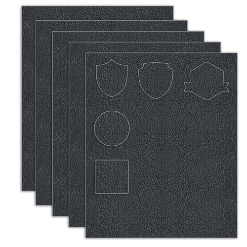 5 Stück Lederflicken, 30 x 25cm Kunstlederflicken für Lasergravur Kunstleder Patches Set mit Wärmepresse Transfer Kleber Aufbügeln für Hüte Kappen Beanies Taschen Jacken (Schwarz) von NQEUEPN