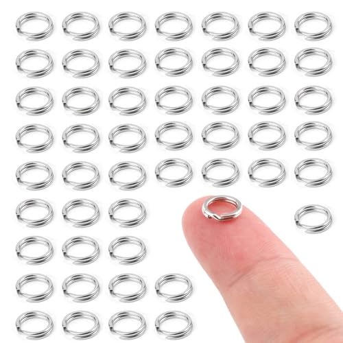 50 Stück Spaltringe, 8 mm O-Ring-Verbinder Schlüsselanhängerringe aus Edelstahl Spaltringe zur Schmuckherstellung Autoschlüssel aus Metall Basteln von NQEUEPN