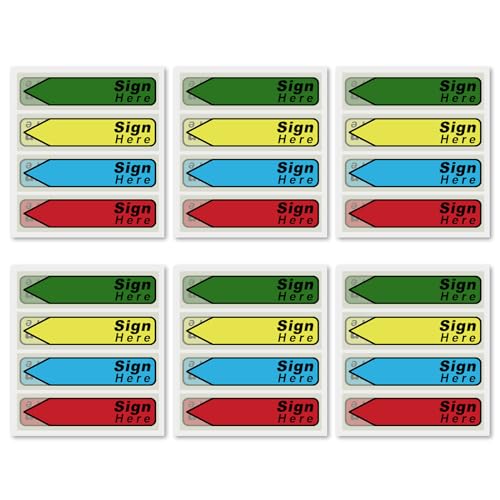 600stk Aufkleber(6er-Pack) Hier Unterschreiben-Etiketten, Hier Unterschreiben-Flaggen Haftnotizen mit Spender Pfeiletiketten Einfach Anzubringen für Büro Schule Notarbücher(Dunkelgrün 1) von NQEUEPN