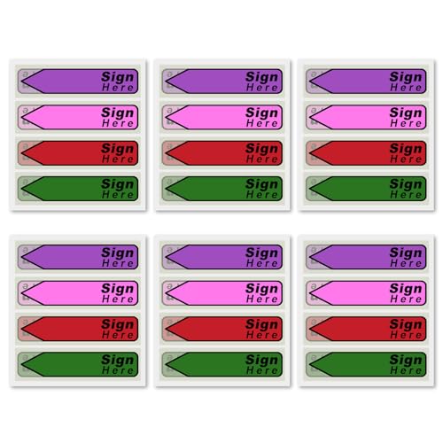 600stk Aufkleber(6er-Pack) Hier Unterschreiben-Etiketten, Hier Unterschreiben-Flaggen Haftnotizen mit Spender Pfeiletiketten Einfach Anzubringen für Büro Schule Notarbücher(Dunkelgrün 2) von NQEUEPN