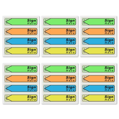600stk Aufkleber(6er-Pack) Hier Unterschreiben-Etiketten, Hier Unterschreiben-Flaggen Haftnotizen mit Spender Pfeiletiketten Einfach Anzubringen für Büro Schule Notarbücher(Hellgrün 2) von NQEUEPN