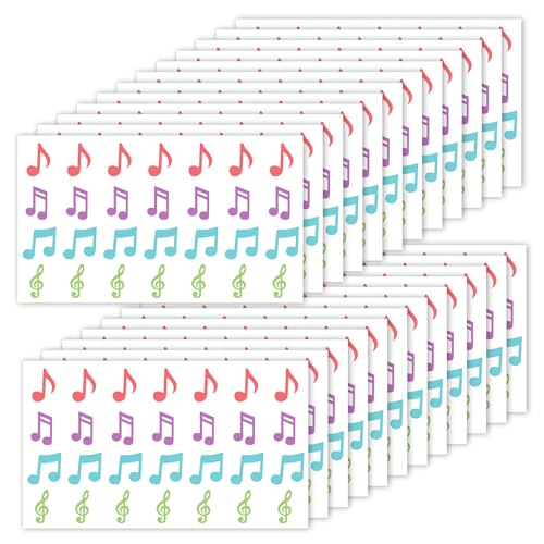 672stk Musiknoten Aufkleber, 4 Designs Wasserfeste Musiknotenaufkleber Selbstklebende Musiknotenaufkleber Perfekte Dekoration für Umschläge Notizbücher Grußkarten(Bunt) von NQEUEPN